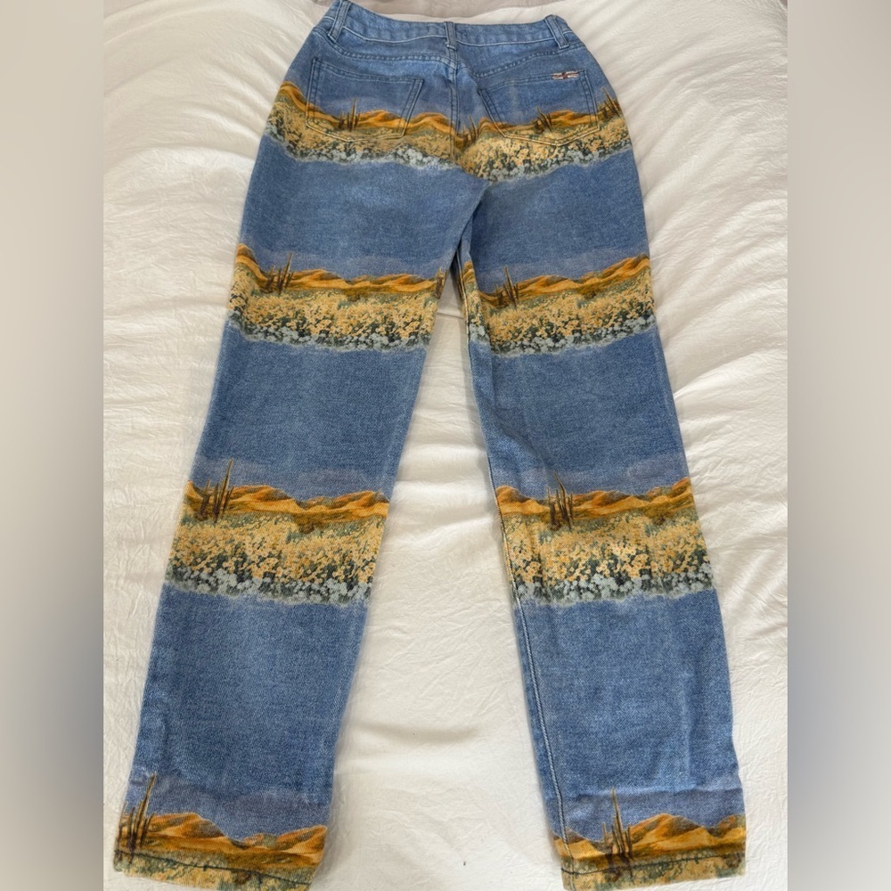Machine Blue and Brown Straight Leg Jeans - Picture 6 of 13